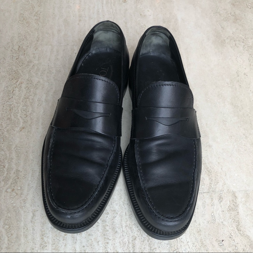 TOD’S Leather Penny Loafer, Black, UK 9 / US 10